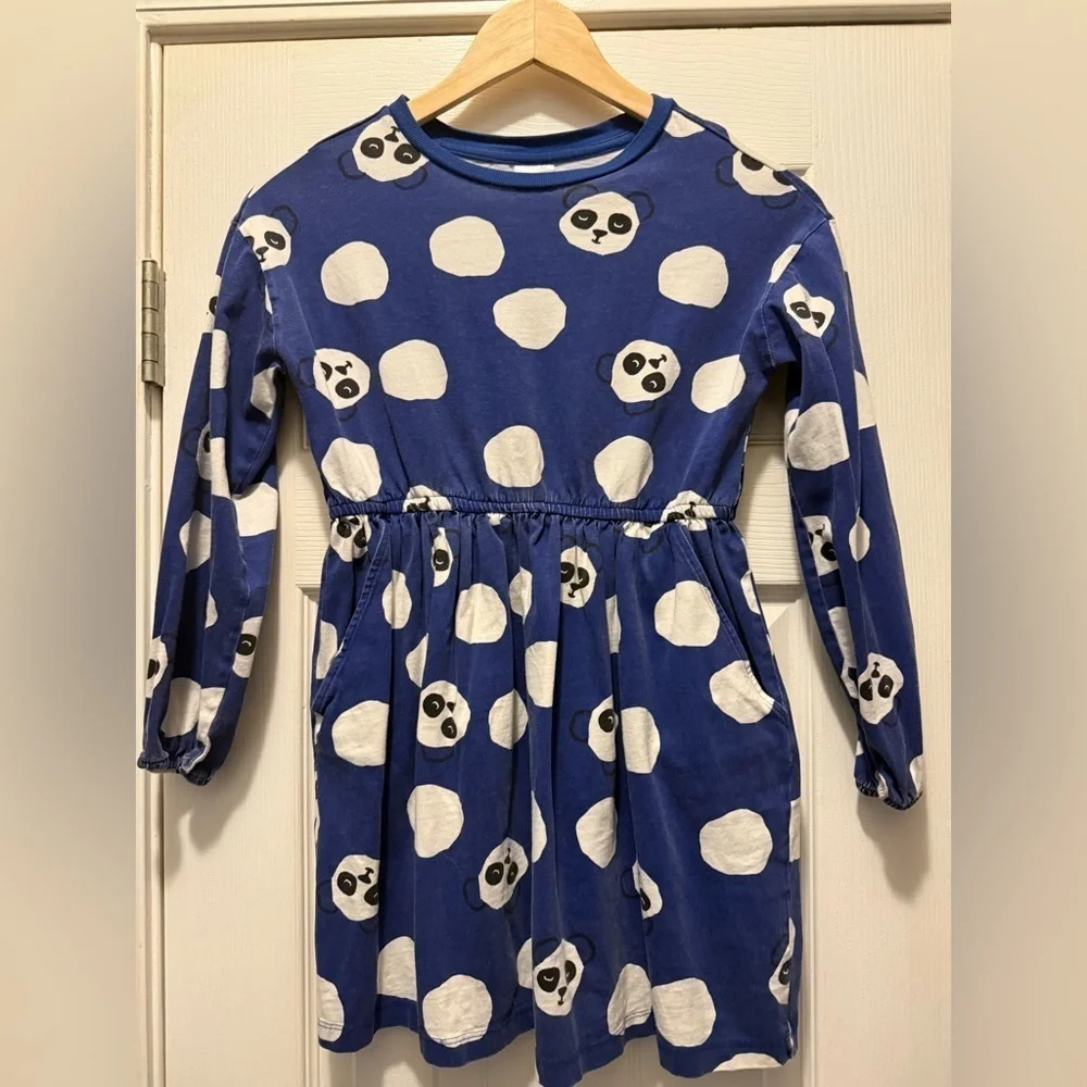 Hanna Andersson Panda Print Balloon Sleeve Dress In Cotton Jersey